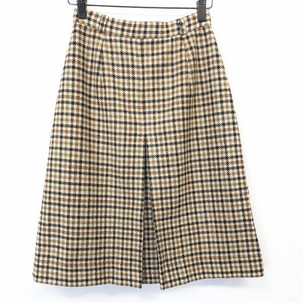 DAKS ダックス スカート 裾プリーツ Aライン 裏地付き チェック ひざ丈