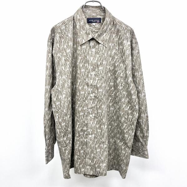 ANNIE LETURE シャツ 総柄 ストライプ風 アート柄 長袖 ボックスカット