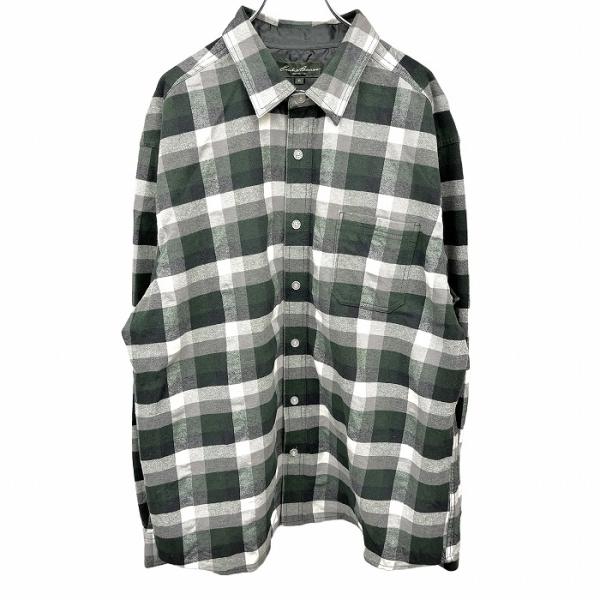 レア 00s エディーバウアー 裏キルティング オンブレチェック ネルシャツ