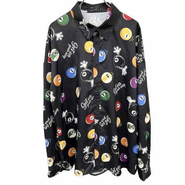 CHIP CLIP シャツ ビリヤードの玉のキャラクター 英字 長袖 ポリ100% M