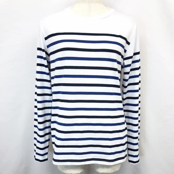 オーバルダイス OVAL DICE 長袖Tシャツ ロンT カットソー マリンボーダー 丸首 服 M ホワイト×ネイビー×ブルー 白×紺×青 レディース