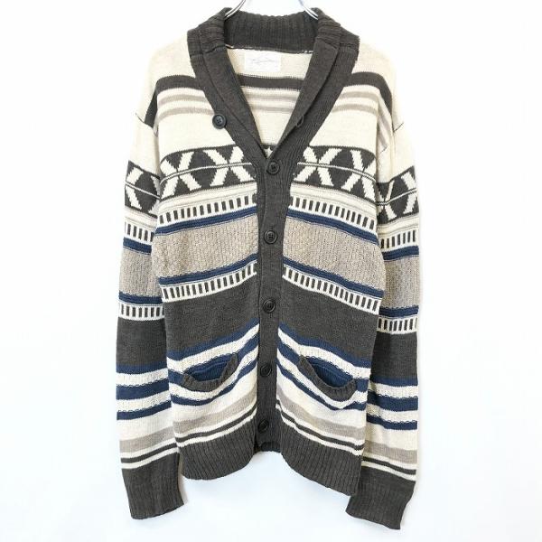 American Rag Cie アメリカンラグシー サイズ1 メンズ ニット カーディガン 長袖 ショールカラー ネイティブ系 麻 綿 茶系 紺 Wl Undo Rowa ヤフー店 通販 Yahoo ショッピング