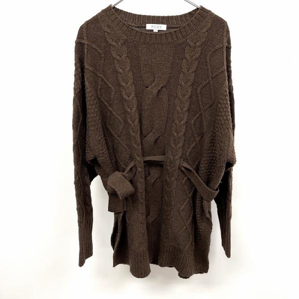 PLST プラステ プルオーバー ケーブルニット セーター 長袖 ウエスト紐
