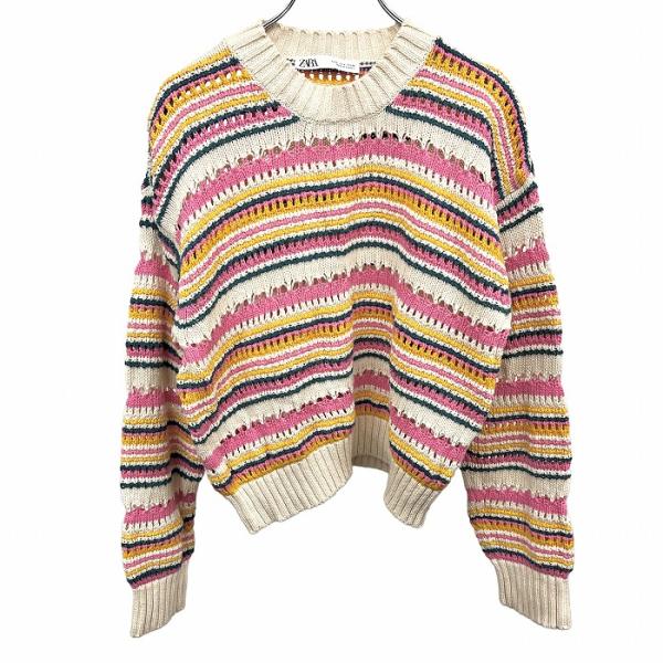 ZARA ザラ ざっくり編み ニット セーター ボーダー 長袖 丸首 ZARA ザラ ざっくり編み ニット セーター ボーダー 長袖 丸首