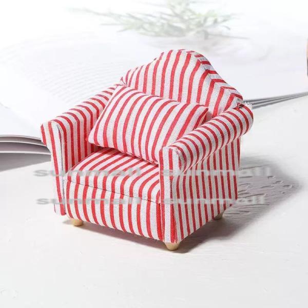 【ドールハウス】　☆honeyard☆　1/6ソファ＆オットマン(ストライブ柄) ドールハウス】☆honeyard☆1/6ソファ＆オットマン(ストライブ柄)