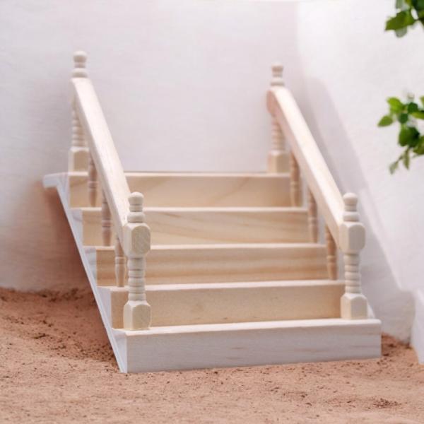 105x100mm写真を参照※注: 本製品には多少の測定誤差がある場合がございますので、実際の商品を基準にしてください。素材：木製木製ミニチュア階段は、ドールハウスのインテリアにぴったりのアクセサリーです。5段のクラシックなデザインが特徴で...