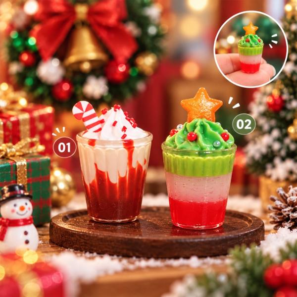 【1点販売】【2タイプから選択可能】ミニチュア クリスマスドリンク 樹脂製 ドールハウス 小物 ミニチュアカフェ ジオラマ 飾り