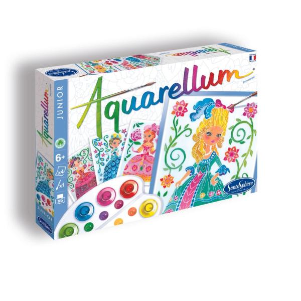 子どもから大人まで誰でも魔法のようなグラデーションの塗り絵が楽しめる！フランスでロングセラーの人気水彩塗り絵セット「アクアレルム 」イラスト：プリンセスおとぎ話の中のお姫様、プリンセスを水彩塗り絵で楽しもう。ドレス、ヘアスタイルを綺麗に彩ろ...