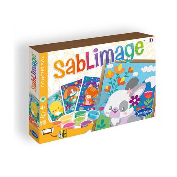 Sablimage サブリマージュ 砂絵 サンドアート セット フランス製 （イラスト：かわいいどうぶつ）コンセプトBOX 日本正規品 16色カラー 知育玩具 工作キット