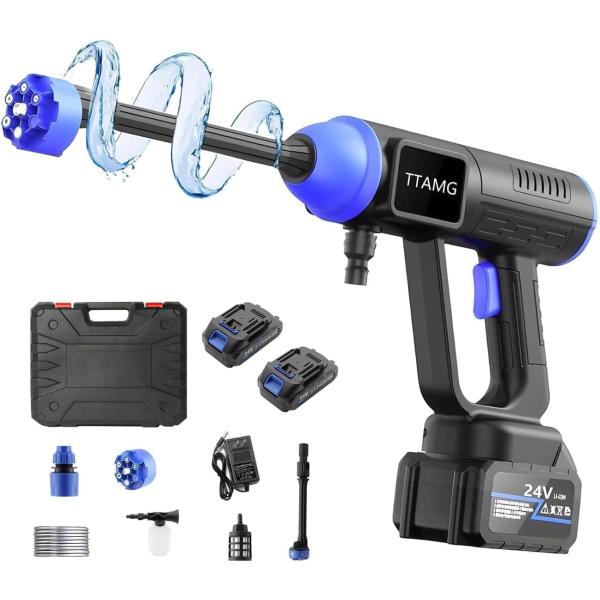 高圧洗浄機 コードレス 充電式【2025新登場強化版】バッテリー式 洗車機 20000mAh 8MPa マキタ互換バッテリー 噴射距離10M 残量表示 洗車店監修 850W自吸式 高圧洗浄機 洗車 家庭用 3段階 6in1ノズル 高性能 コ...