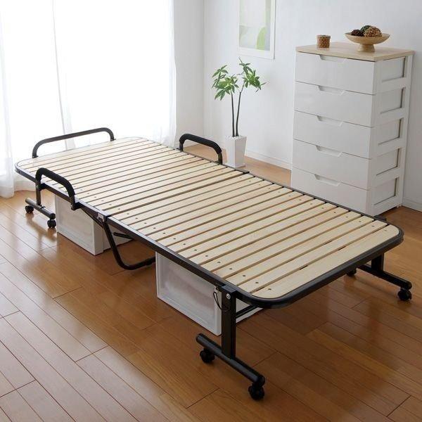 アイリスオーヤマ　天然木　折りたたみ　すのこベッド　シングル　ハイタイプ 折りたたみベッド コンパクト シングル すのこベッド ハイタイプ