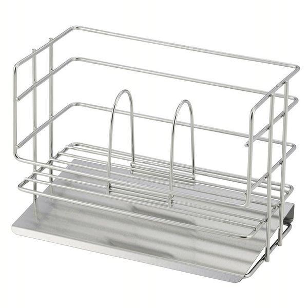 シンク周りでの洗剤・スポンジ類の整理収納に。斜めトレーなので、水が流れ落ちやすく、お手入れも楽です。●商品サイズ（cm）幅約15.4×奥行約9×高さ約10.5●商品重量約190g●材質本体・仕切パーツ：18-8ステンレス斜めトレー：18-0...