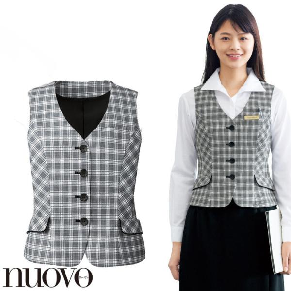 ベスト FV35900 オールシーズン チェック柄 グレー 事務服 制服 仕事服 nuovo 5-17号 爆買