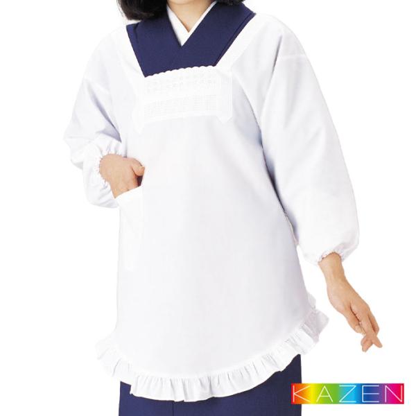 ■品名・品番：割烹着(女性／レディス)　380-30■カラー：ホワイト■サイズ：M　L■素材：ブロード(ポリエステル65%・綿35%)■機能・特長：袖口ゴム入り　左腰ポケット付き■着用シーズン：オールシーズン■メーカー・ブランド：サンアロー...