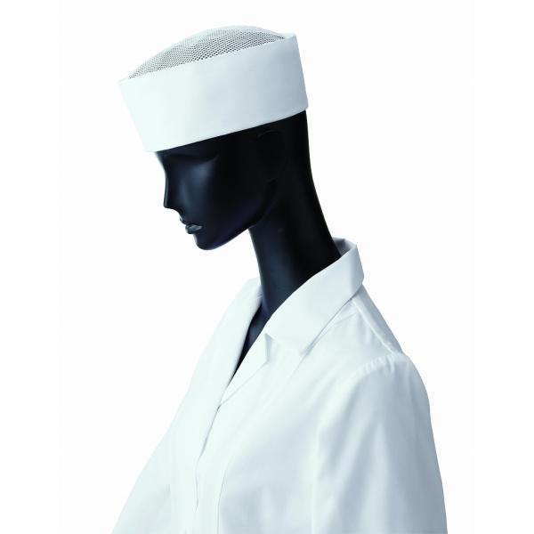 (株)サンペックス 制服 作業服サイズ：S(頭囲56cm)、M(頭囲58cm)、L(頭囲60cm)、LL(頭囲62cm)、3L(頭囲64cm)色：ホワイト素材：ツイル 　ポリエステル65％綿35％耐久性に優れたツイル素材。