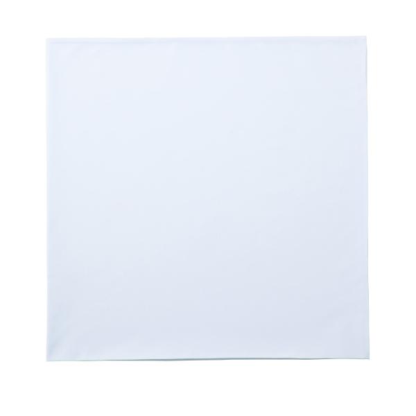 四角巾ホワイトフリー 素材：ポリエステル65%+綿35% ブロード備考：サイズ:90cm×90cm襟元に巻くだけでコックウェアをスタイリッシュに演出します。光沢感があり、滑らかな肌触りのブロード素材製です。