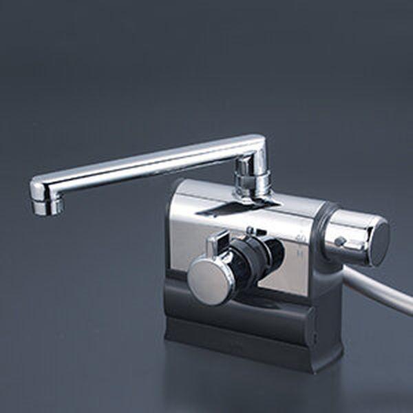 KVK デッキ形サーモスタット式シャワー 右ハンドル仕様 メッキワンス  