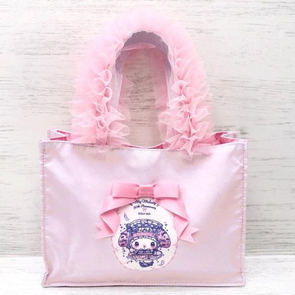 【段階的価格変動商品】サンリオ マイメロディ 50th×DOLLY MIX フリルスクエアハンドバッグ ライトピンク さんりお まいめろでぃ カバン リボン かわいい