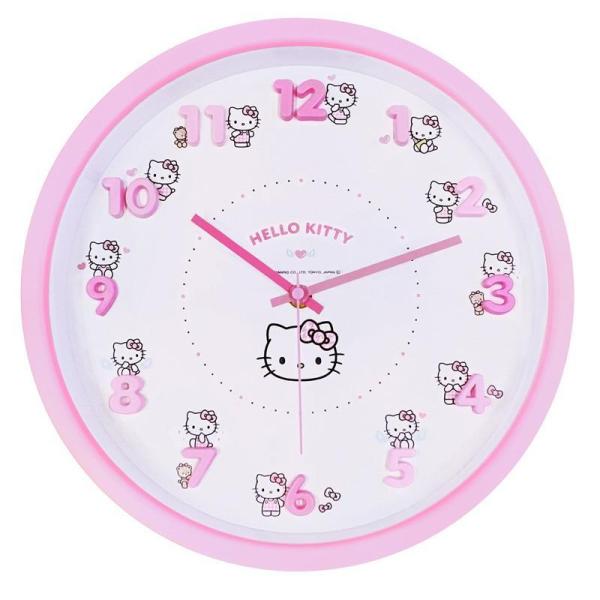 ハローキティ　ハートジュエリーウォールクロック　掛け時計　ローズな幸せ　まつ毛 ハローキティ ハートジュエリーウォールクロック 掛け時計