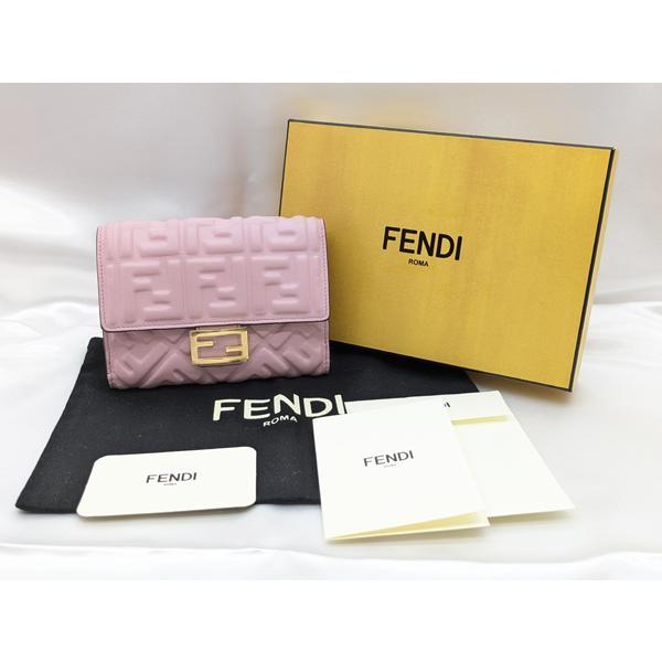 【FENDI】8M0419 FFエンボス ミディアム ウォレット☆ＡＢ品☆質屋 ユニオン本通店 フェンディ FENDI】8M0419 FFエンボス ミディアム ウォレット☆AB品☆質屋