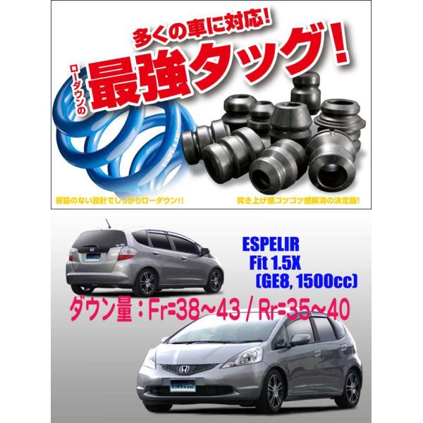 ESPELIR]GE8 フィット(2WD/1.5L/X)用スーパーダウンサス+バンプ
