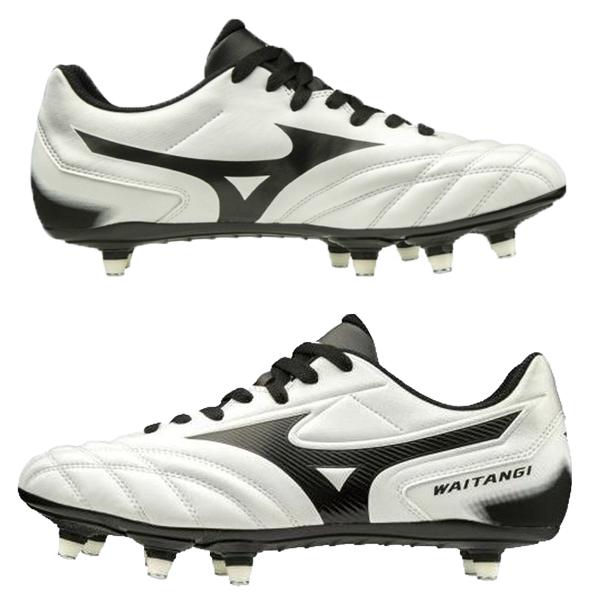 【種別】ラグビースパイク【メーカー名】ミズノ(mizuno)【カラー】ホワイト×ブラック【アッパー】人工皮革【アウトソール】合成底【特徴】ラグビー取替え式スパイク。スーパーワイドフィット(4E相当)のエントリーモデル
