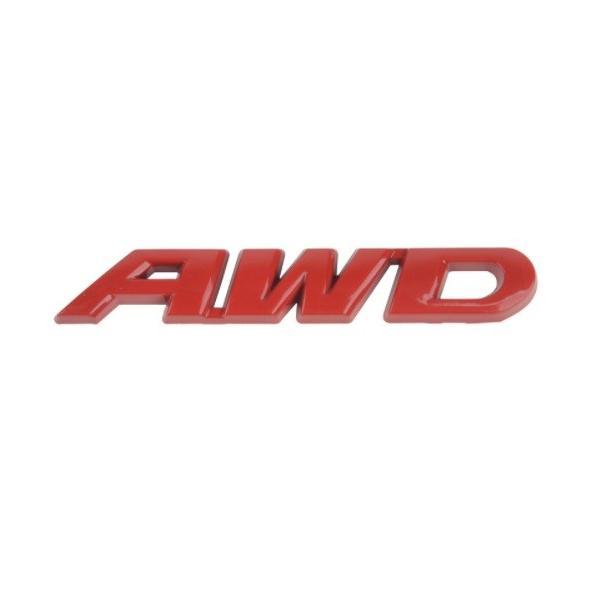 AWD エンブレム レッド 金属製 汎用 両面テープ貼り付け ホンダ HONDA 