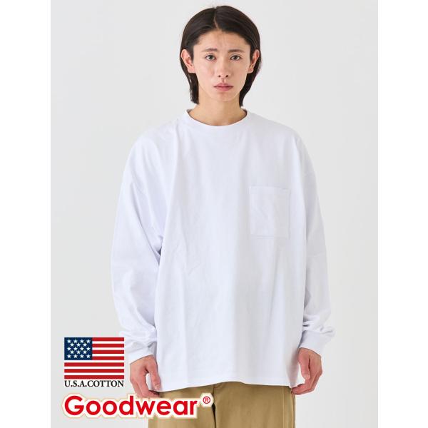 Goodwear 公式 スーパーBIGロンT メンズ レディース 7.6オンス USAコットン ポケット 袖リブ