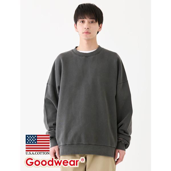 Goodwear（グッドウェア） 公式 裏毛 SUPER BIGトレーナー 製品染め