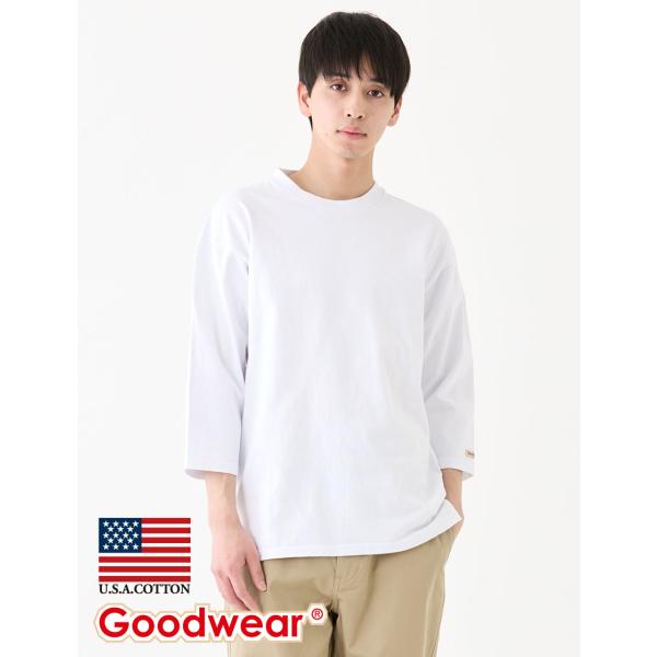 Goodwear 公式 7分袖T 無地 メンズ レディース 7.6オンス USAコットン