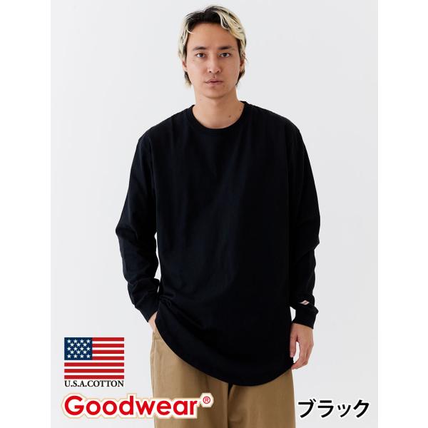 Goodwear 公式 ロング丈BIGロンT メンズ レディース 7.6オンス USAコットン 袖リブ 無地