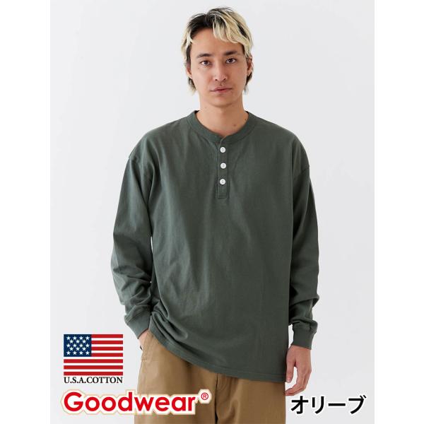 Goodwear 公式 BIGロンT メンズ レディース 7.6オンス USAコットン 袖リブヘンリーネック