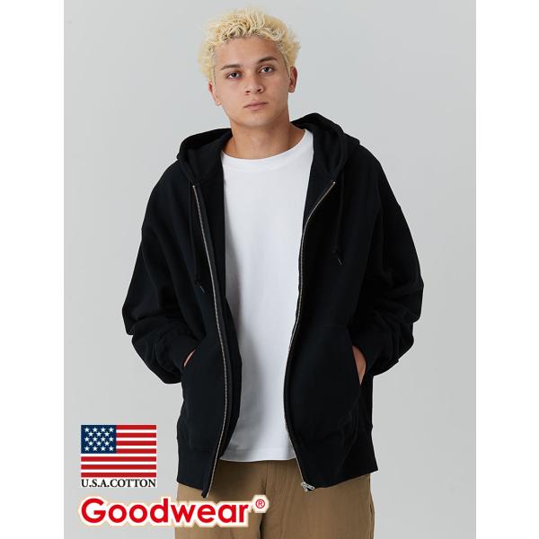 Goodwear 公式 オーバーサイズZIPパーカー メンズ レディース USAコットン
