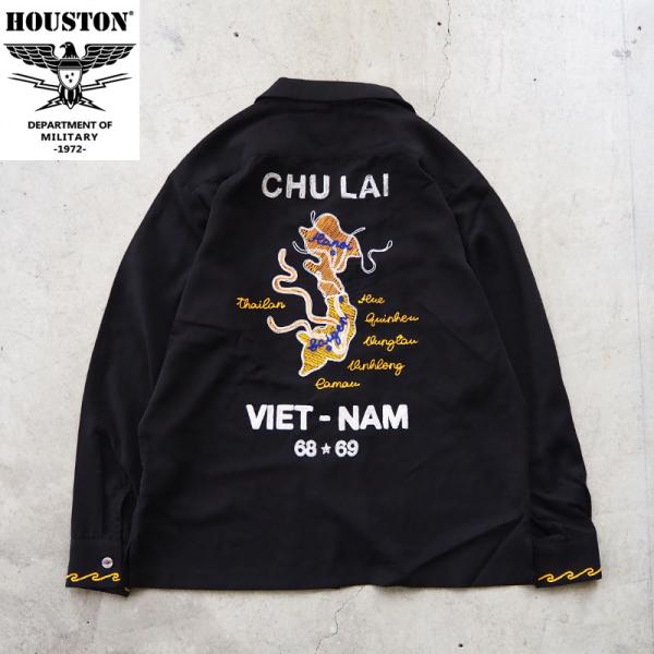 ヒューストン シャツ HOUSTON スーベニアシャツ 41162 メンズ 長袖 長袖シャツ スーベニア スカ 刺繍 ベトナム スカジャン ベトジャン