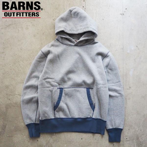 バーンズ パーカー メンズ BARNS OUTFITTERS プルオーバー 30/7 COZUN 切り替えリブ スウェット BR-3307 日本製 肉厚 プルオーバーパーカー