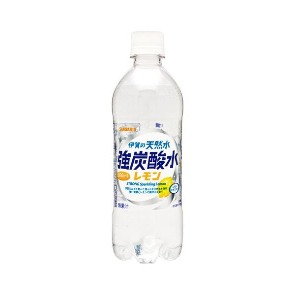 サンガリア 伊賀の天然水 強炭酸水 レモン 500ml 24本