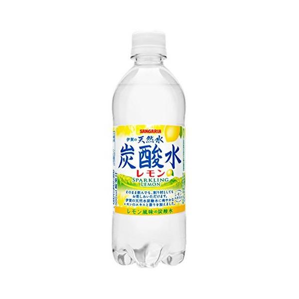 サンガリア 伊賀の天然水炭酸水レモン 500ml 48本セット