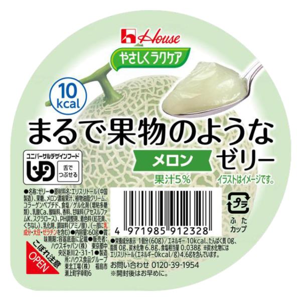 ハウス やさしくラクケア まるで果物のようなゼリー メロン 60g 48個