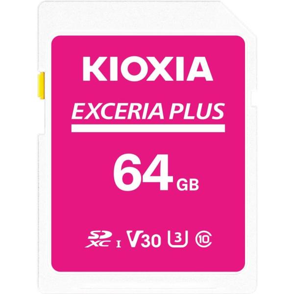 KIOXIA(キオクシア)SDカード 64GB EXCERIA PLUS UHS-I U3 V30 Class10 SDXC 最大読出速度100MB/s 最大書込60MB/s 4K対応 KLNPAE064G