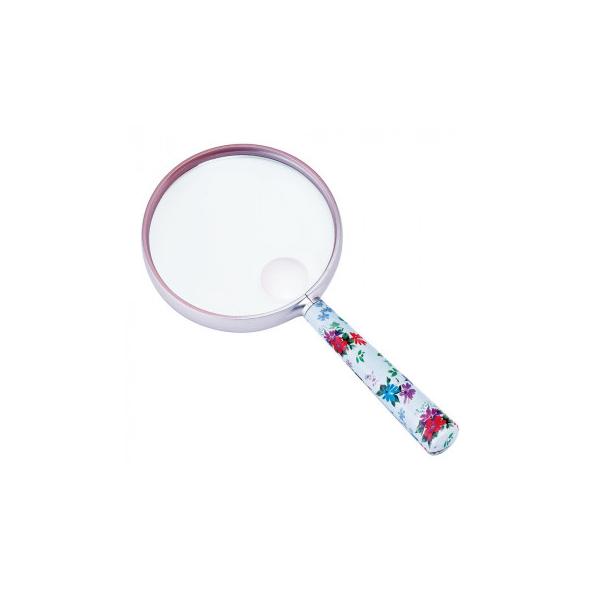 花柄の手持ちタイプのルーペです。便利な小玉レンズ付きです。