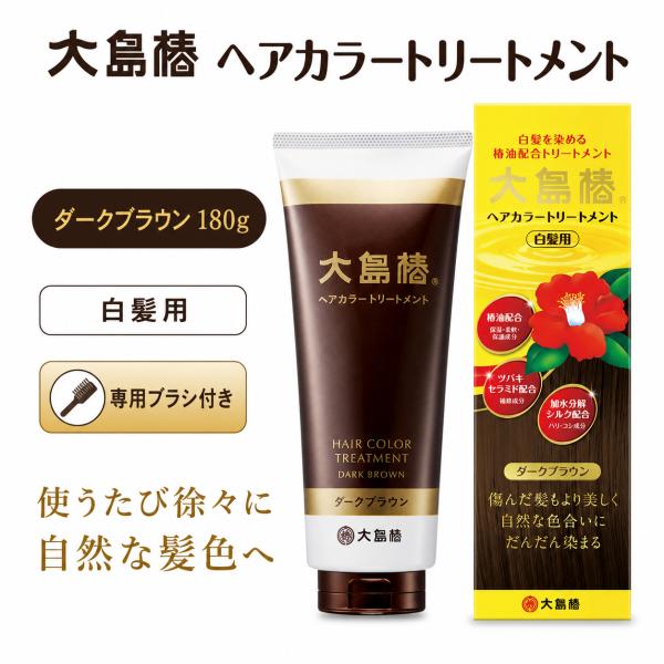 大島椿 ヘアカラートリートメント ダークブラウン 180g 白髪用 自然なダークブラウンへ 4970170109369