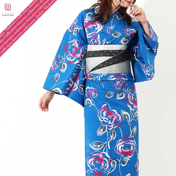 ❣️お決まりのお品です。ご遠慮くださいませ❣️ 浴衣　稽古着 高級変わり織 浴衣2点セット ( ゆかた・帯 ) 紺地になでしこ