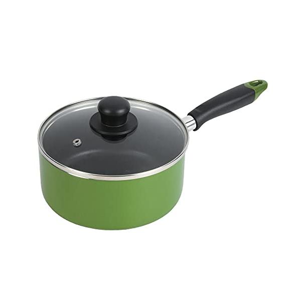 他サイト： パール金属 ワコートレーディング 片手鍋 18cm ガラス蓋付 ふっ素加工 IH対応 グリーン ニューフォア HB-8597の商品画像