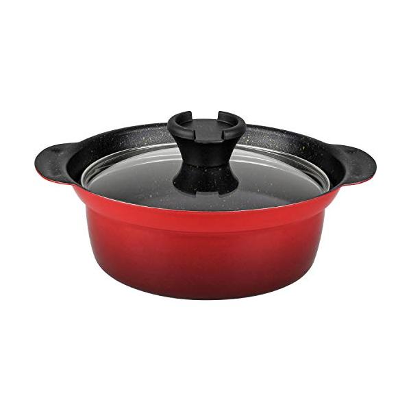 他サイト： 和平フレイズ 土鍋より軽くて丈夫 マーブルコート 卓上鍋 18cm 6号サイズ 1~2人用 IH・ガス対応 ガラス蓋付 紅丈膳 RB-1673の商品画像