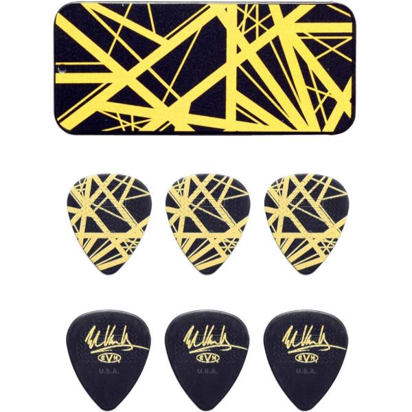 JIM DUNLOP EVHPT04 EVH Black w/ Yellow Stripes Pick Tin 0.60 sbNP[XtsbN