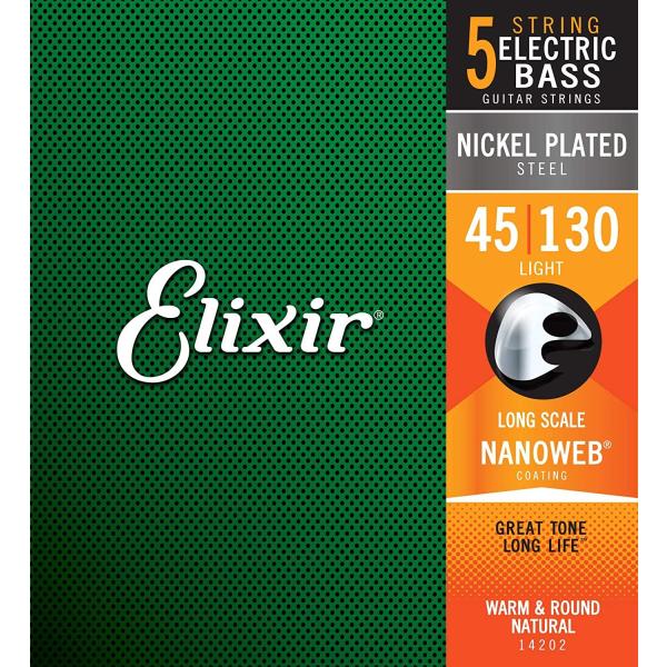 Elixir �G���N�T�[ �x�[�X�� NANOWEB �j�b�P�� Long Scale 5�� Light .045-.130 #14202 �y�������K�i�z