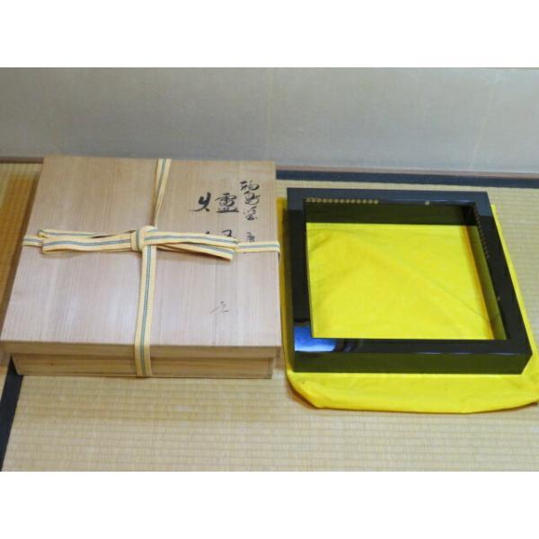 一月の特売品）輪島塗 茶平一斎作 唐松蒔絵 真塗炉縁USED〔送料込 