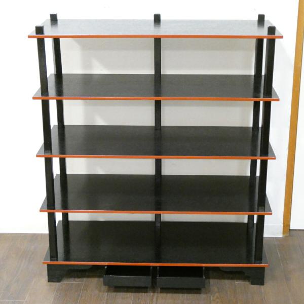 引き出し付】懐石道具 木製組立式 五段配膳棚 水屋棚 水谷棚 紙箱入り