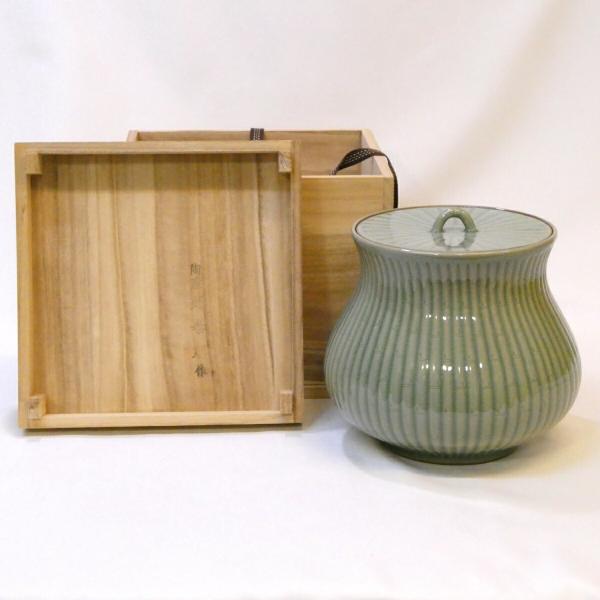 中古】韓国作家 趙 泰煥(号 陶康) 作 高麗青磁 竹 水指 茶道具 中古】韓国作家 趙 泰煥(号 陶康) 作 高麗青磁 竹 水指 茶道具