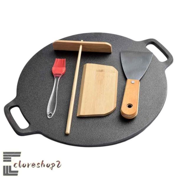 クレープパン 30cm クレープ トンボ付き IH対応 クレープメーカー クレープ焼き器 フライパン 味付け済みの鋳鉄フライパン コーティングされていないノンスティ
